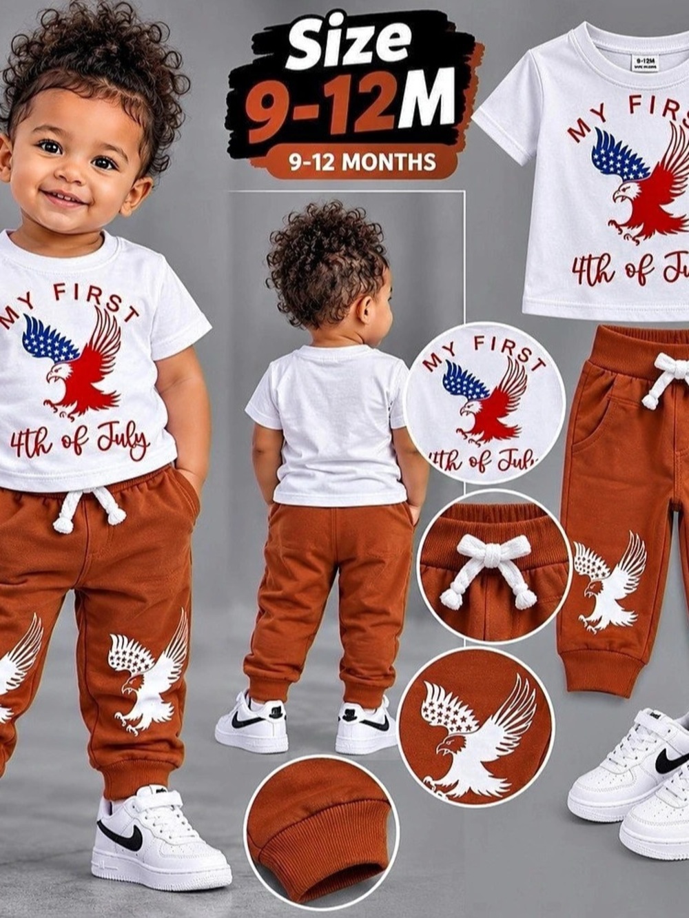 Boys 9-12M Eagle Graphic Set Like New